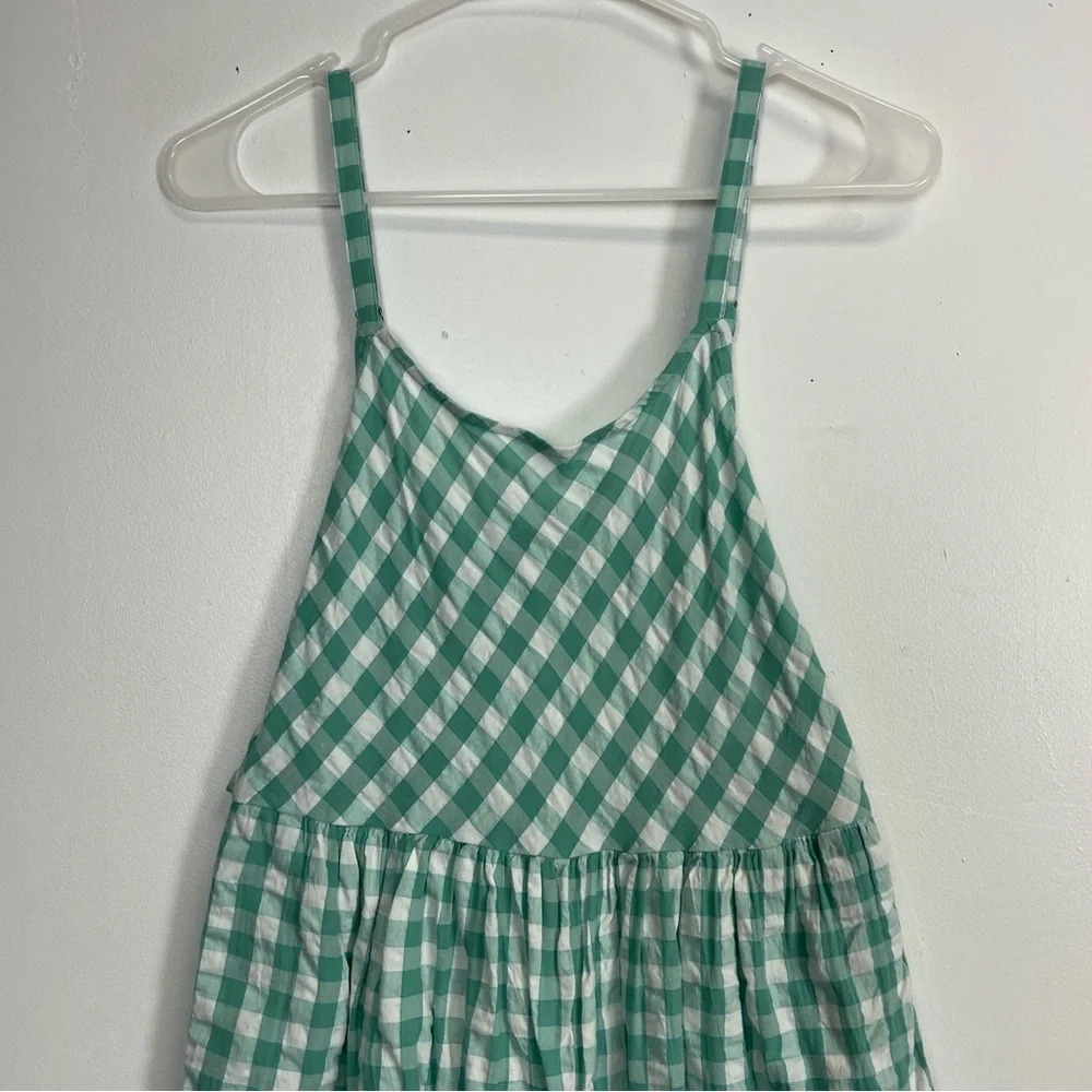 NEW Nordstrom Jumpsuit Womens XS Green White Gingham Sleeveless Tie Back NWOT - Picture 3 of 15